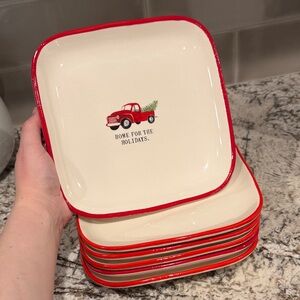 Rae Dunn Home for the holidays Red Truck plates